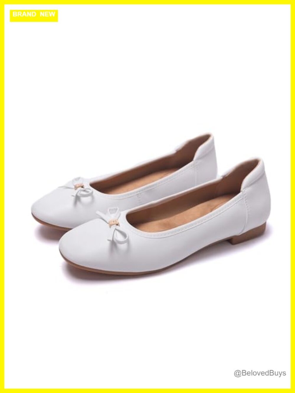 Women's Faux Leather Round Toe Bow Ballet Flats Shoes Comfortable Slip On